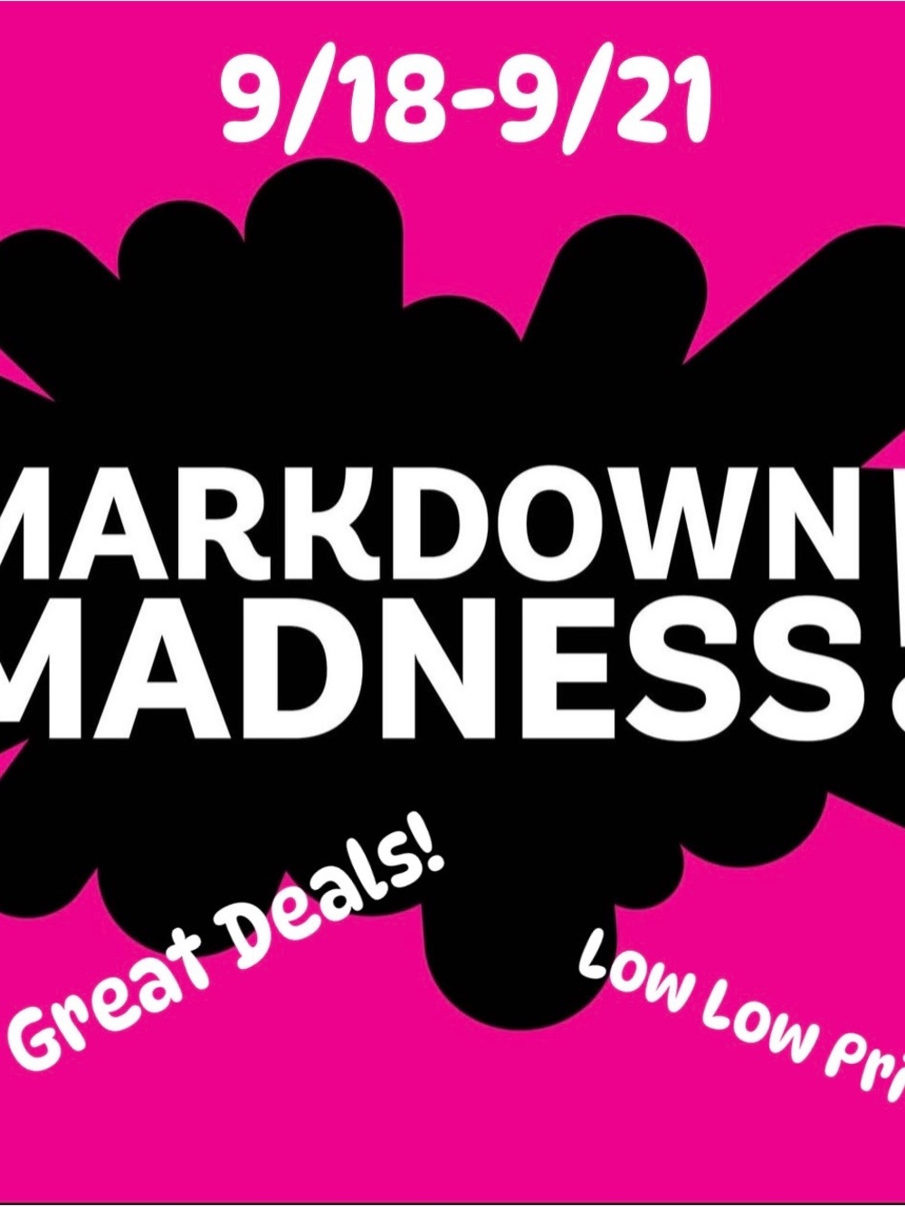 Pink Promotional Graphic for Markdown Madness Sale